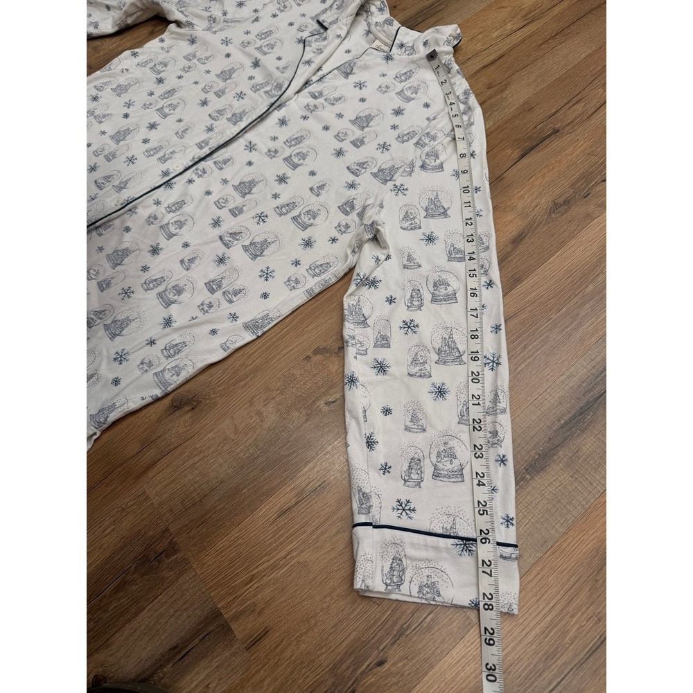 Soma Pajama Set XL Winter Snow Globe Print Button Up Top Pants - Picture 9 of 12